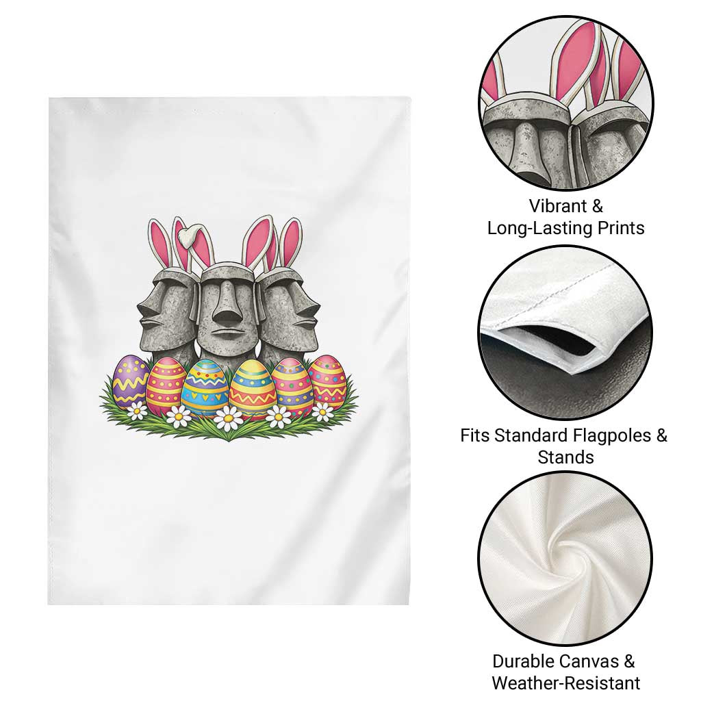 Easter Island Moai Bunny Ears Garden Flag Funny Archaeology Gift