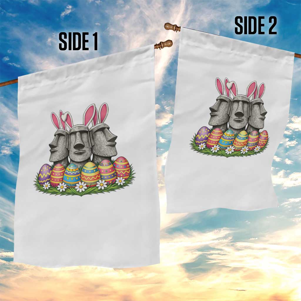 Easter Island Moai Bunny Ears Garden Flag Funny Archaeology Gift