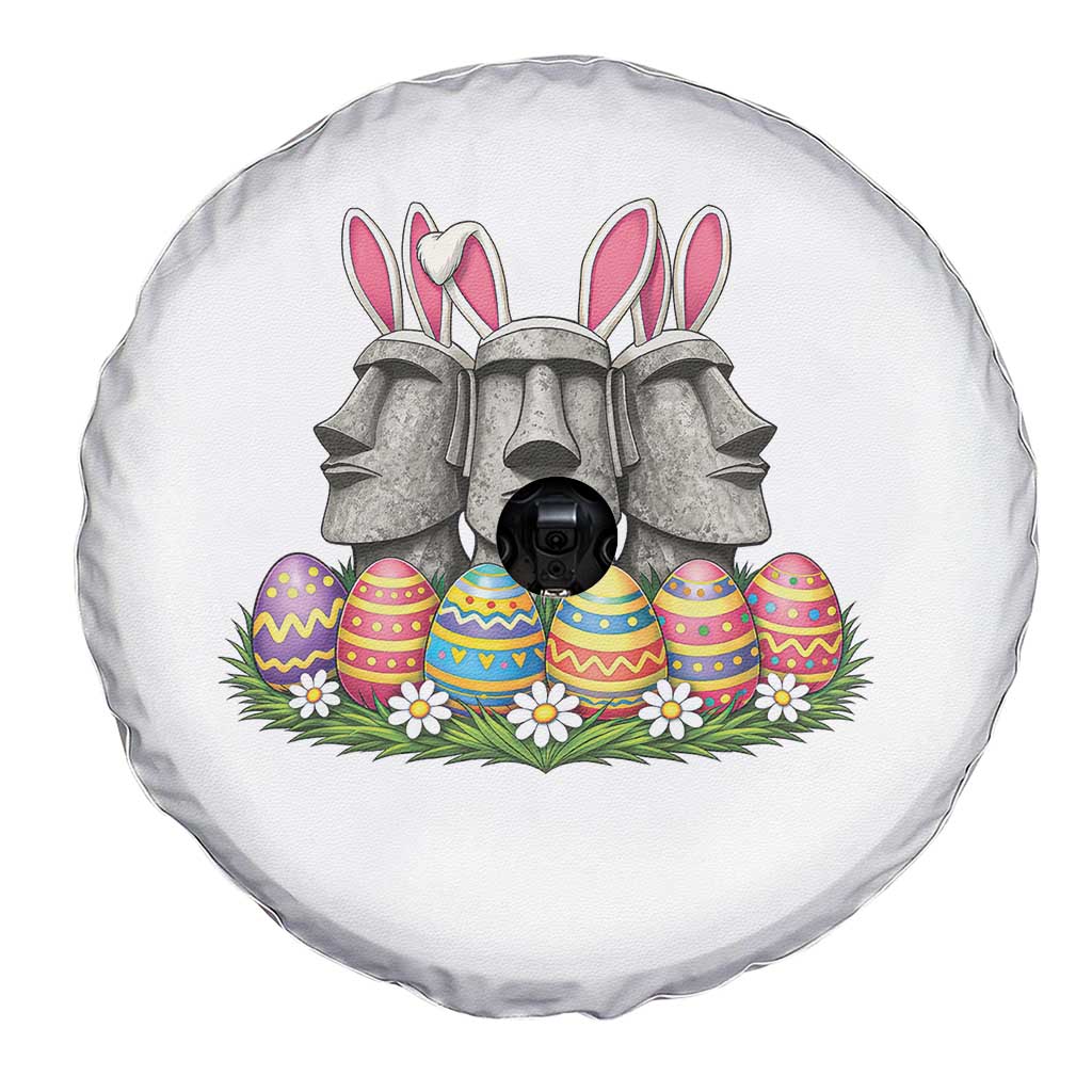 Easter Island Moai Bunny Ears Spare Tire Cover Funny Archaeology Gift
