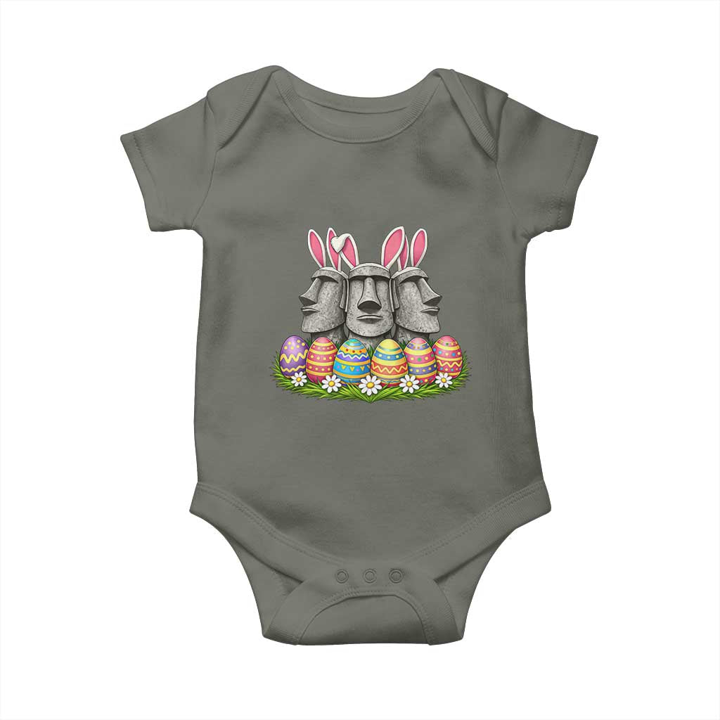 Easter Island Moai Bunny Ears Baby Onesie Funny Archaeology Gift