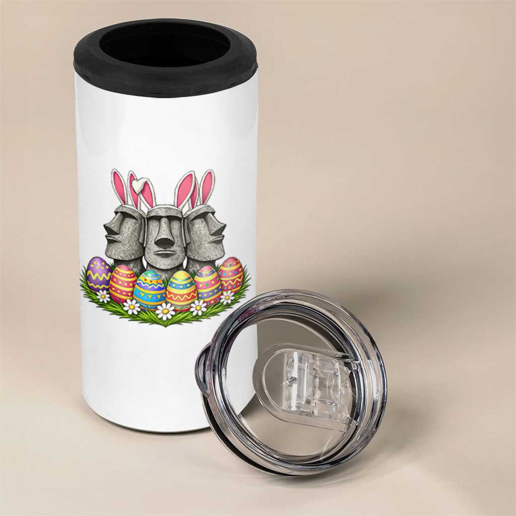 Easter Island Moai Bunny Ears 4 in 1 Can Cooler Tumbler Funny Archaeology Gift
