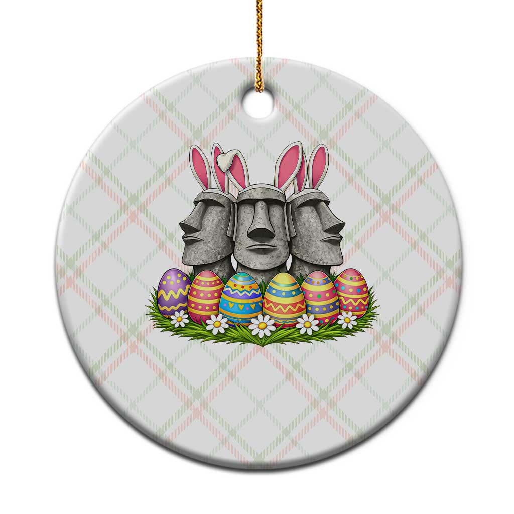 Easter Island Moai Bunny Ears Ceramic Ornament Funny Archaeology Gift