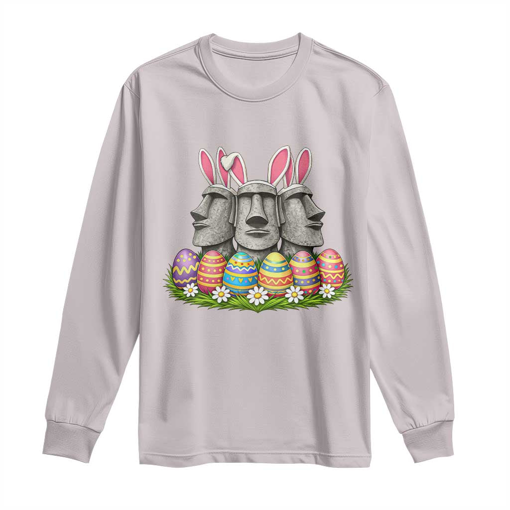 Easter Island Moai Bunny Ears Long Sleeve Shirt Funny Archaeology Gift