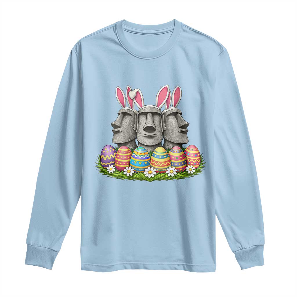 Easter Island Moai Bunny Ears Long Sleeve Shirt Funny Archaeology Gift