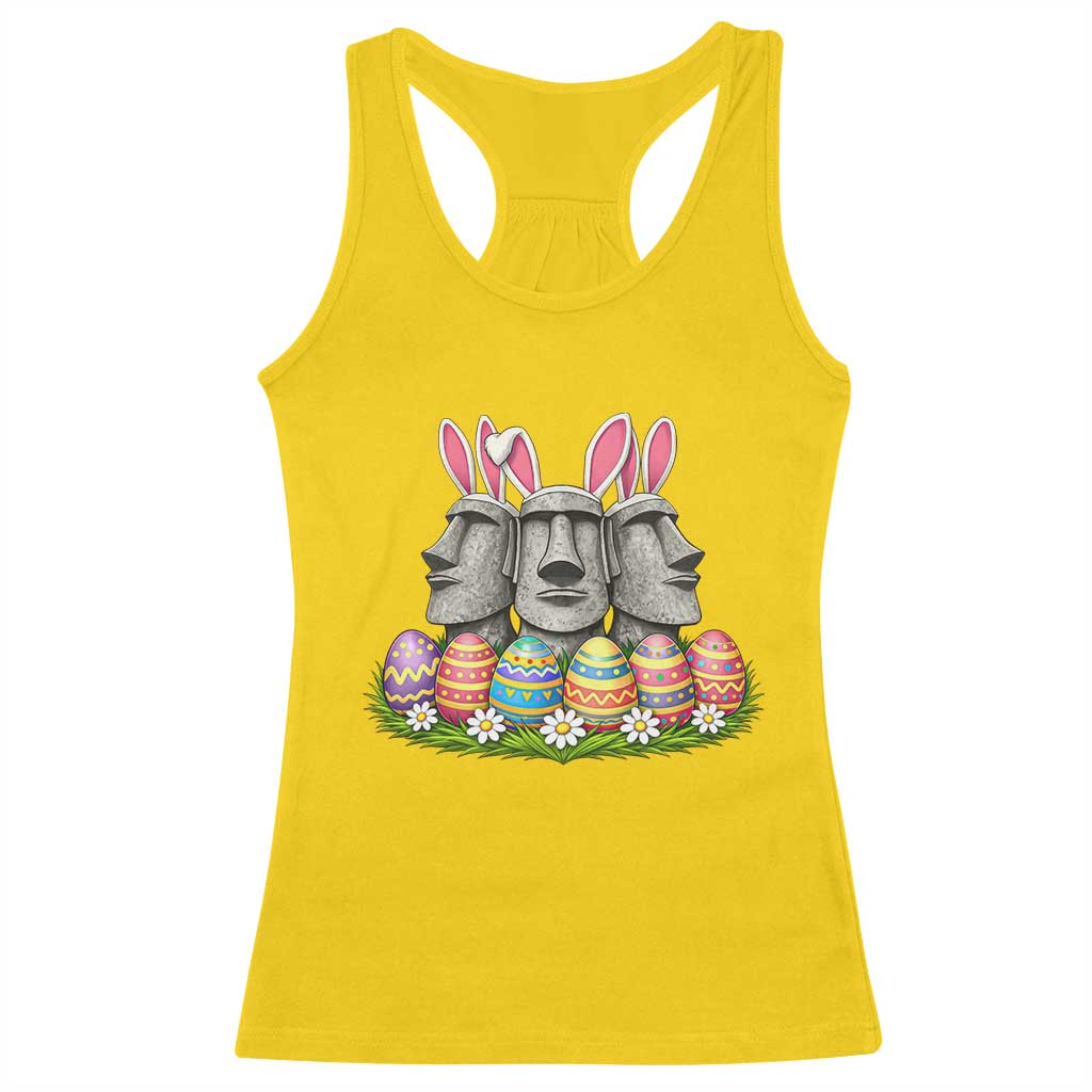 Easter Island Moai Bunny Ears Racerback Tank Top Funny Archaeology Gift