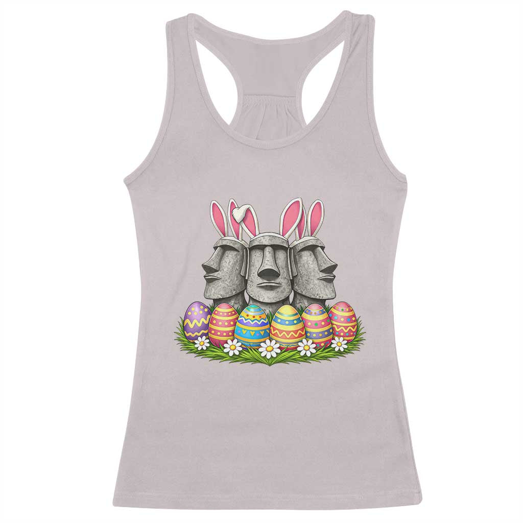 Easter Island Moai Bunny Ears Racerback Tank Top Funny Archaeology Gift