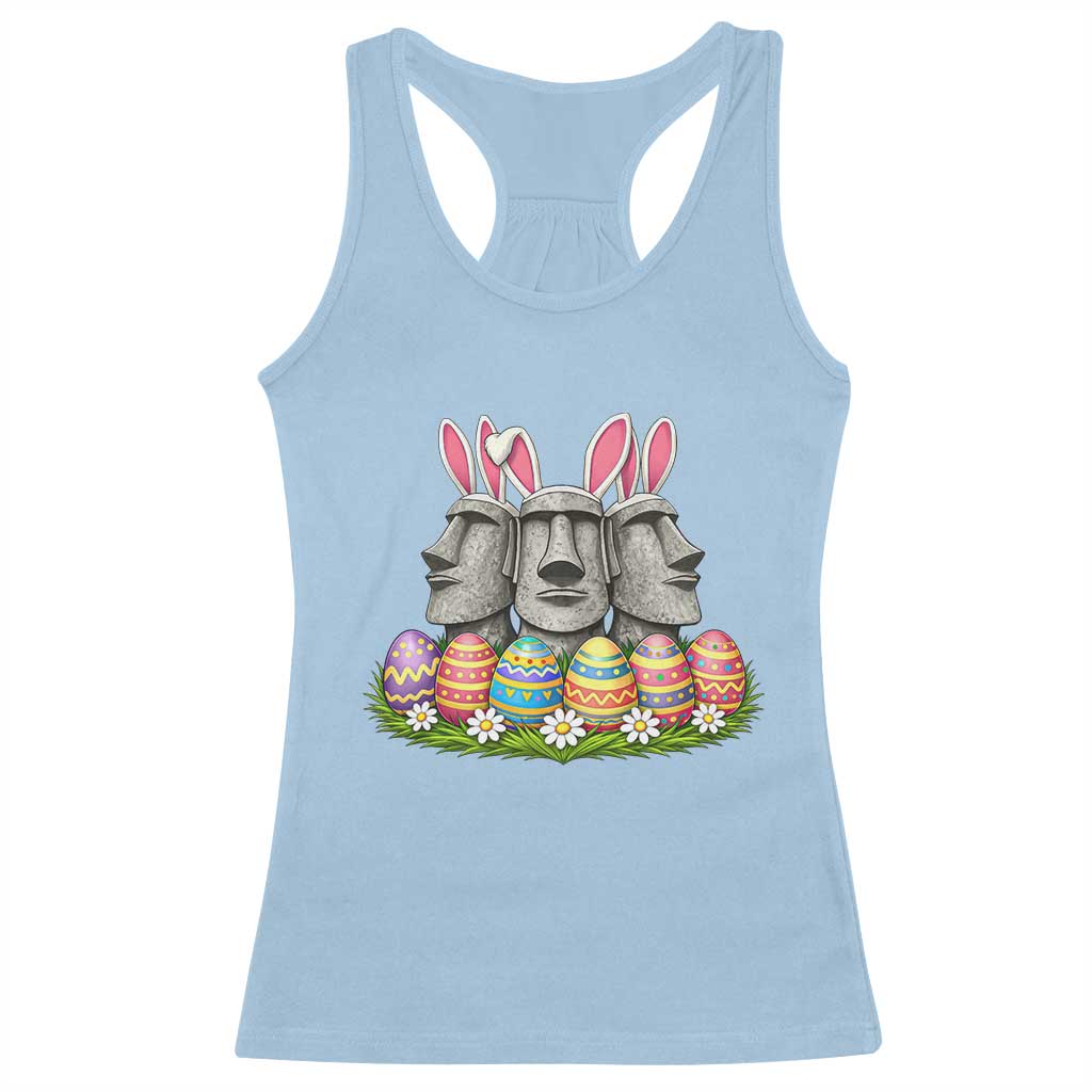 Easter Island Moai Bunny Ears Racerback Tank Top Funny Archaeology Gift