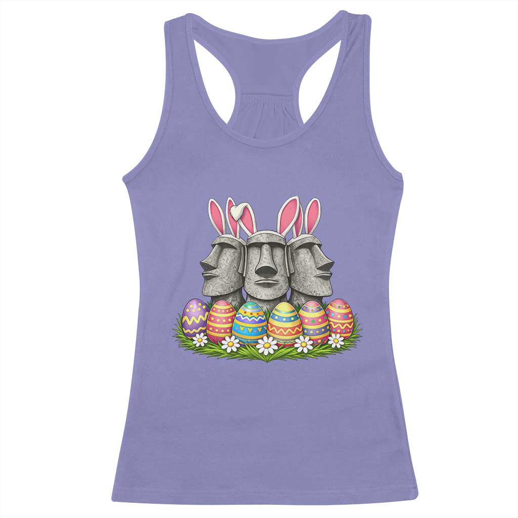 Easter Island Moai Bunny Ears Racerback Tank Top Funny Archaeology Gift