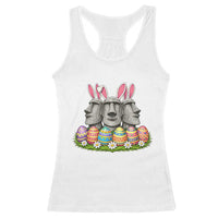 Easter Island Moai Bunny Ears Racerback Tank Top Funny Archaeology Gift