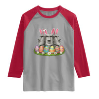 Easter Island Moai Bunny Ears Raglan Shirt Funny Archaeology Gift