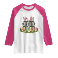 Easter Island Moai Bunny Ears Raglan Shirt Funny Archaeology Gift