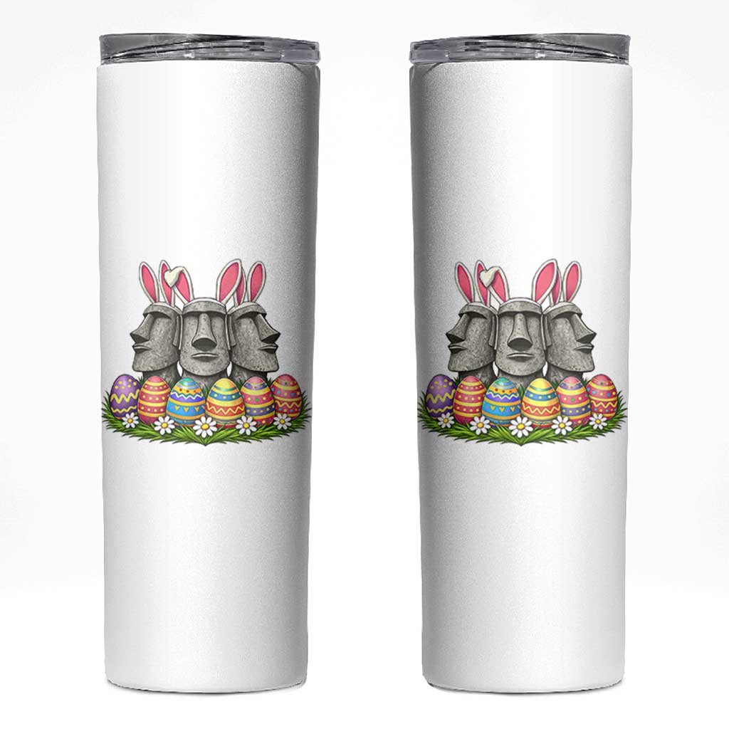 Easter Island Moai Bunny Ears Skinny Tumbler Funny Archaeology Gift