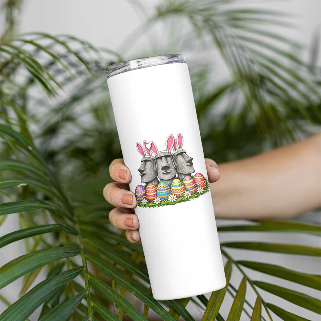 Easter Island Moai Bunny Ears Skinny Tumbler Funny Archaeology Gift