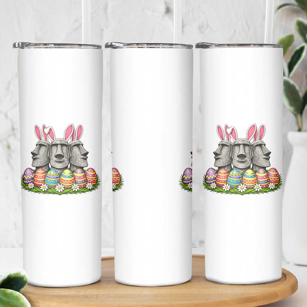 Easter Island Moai Bunny Ears Skinny Tumbler Funny Archaeology Gift