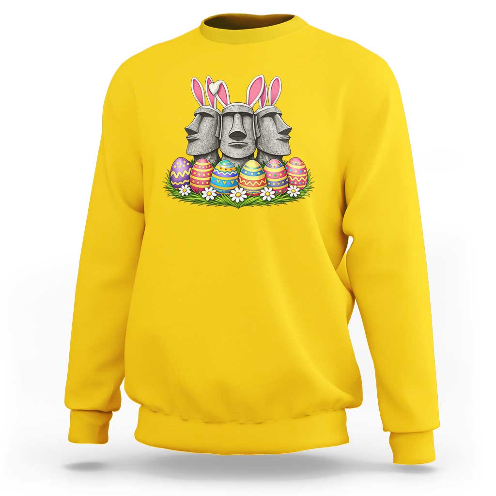 Easter Island Moai Bunny Ears Sweatshirt Funny Archaeology Gift