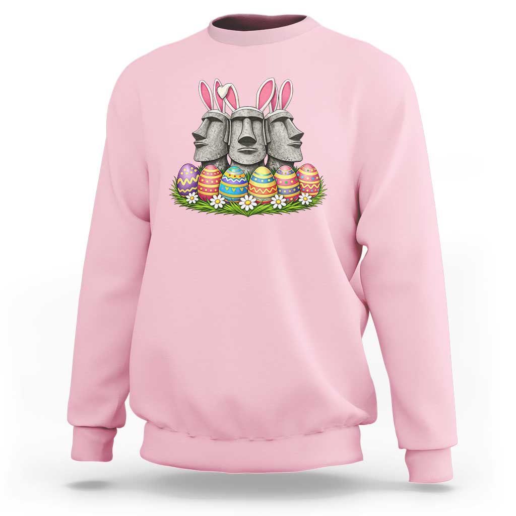 Easter Island Moai Bunny Ears Sweatshirt Funny Archaeology Gift