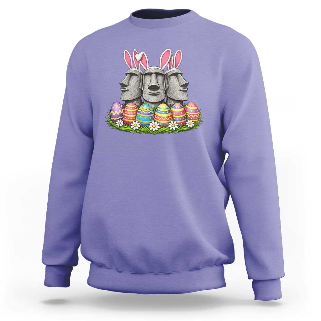 Easter Island Moai Bunny Ears Sweatshirt Funny Archaeology Gift