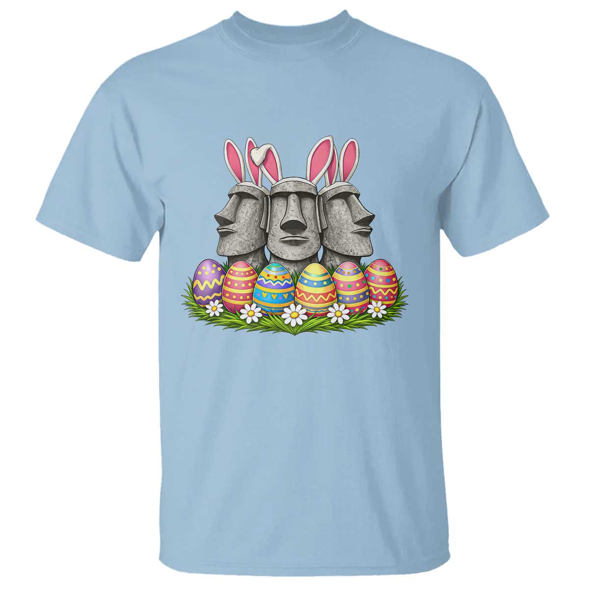Easter Island Moai Bunny Ears T Shirt Funny Archaeology Gift