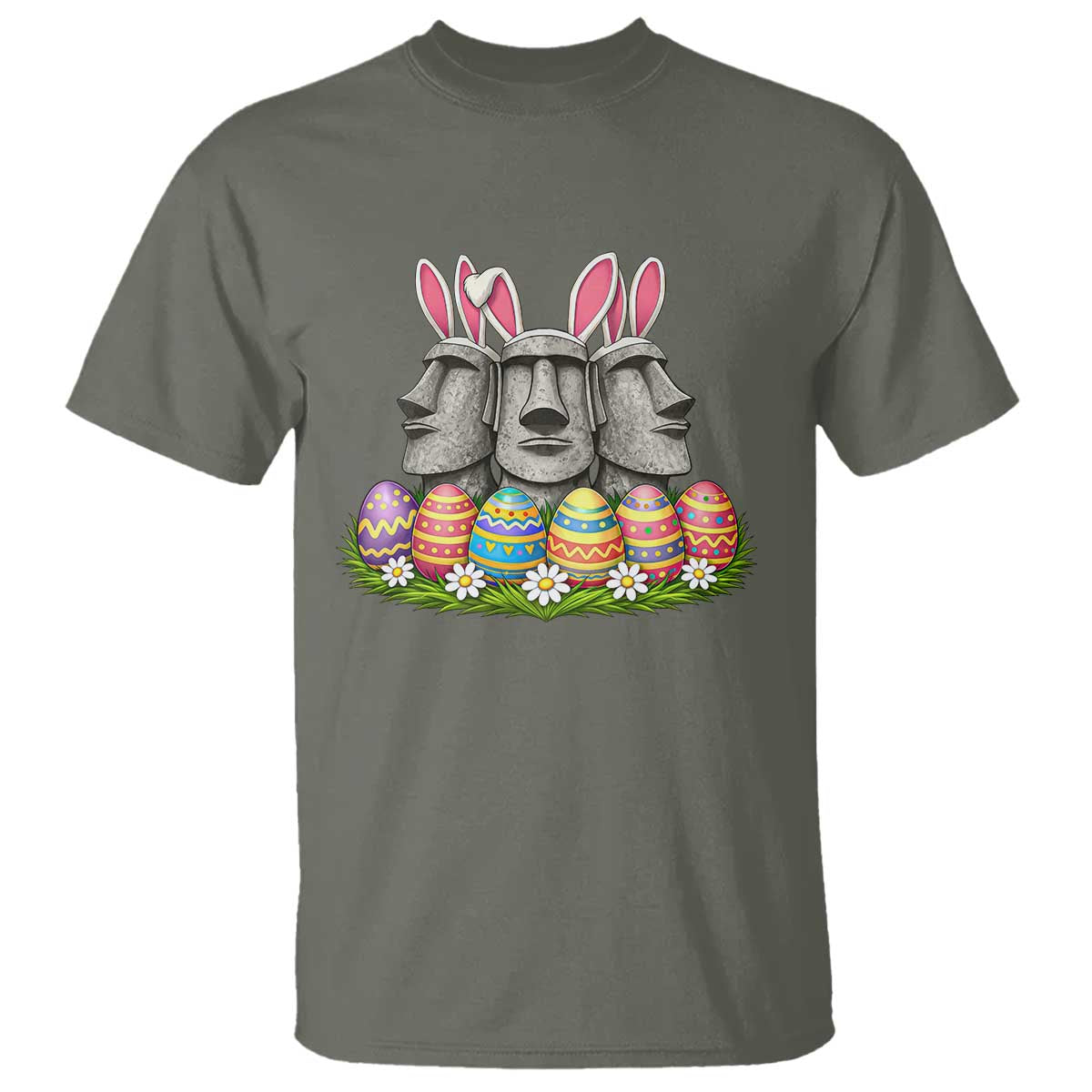 Easter Island Moai Bunny Ears T Shirt Funny Archaeology Gift