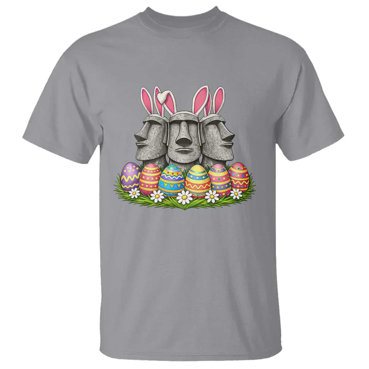 Easter Island Moai Bunny Ears T Shirt Funny Archaeology Gift