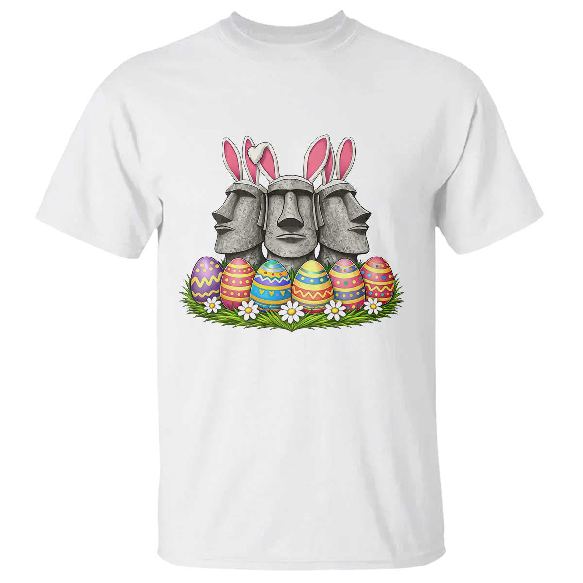 Easter Island Moai Bunny Ears T Shirt Funny Archaeology Gift