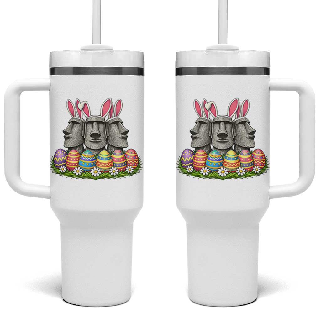 Easter Island Moai Bunny Ears Tumbler With Handle Funny Archaeology Gift