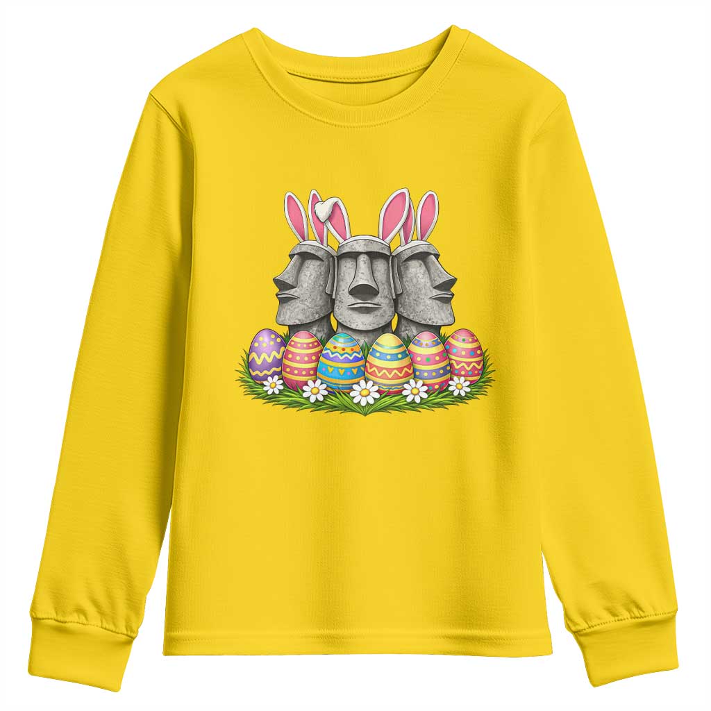 Easter Island Moai Bunny Ears Youth Sweatshirt Funny Archaeology Gift