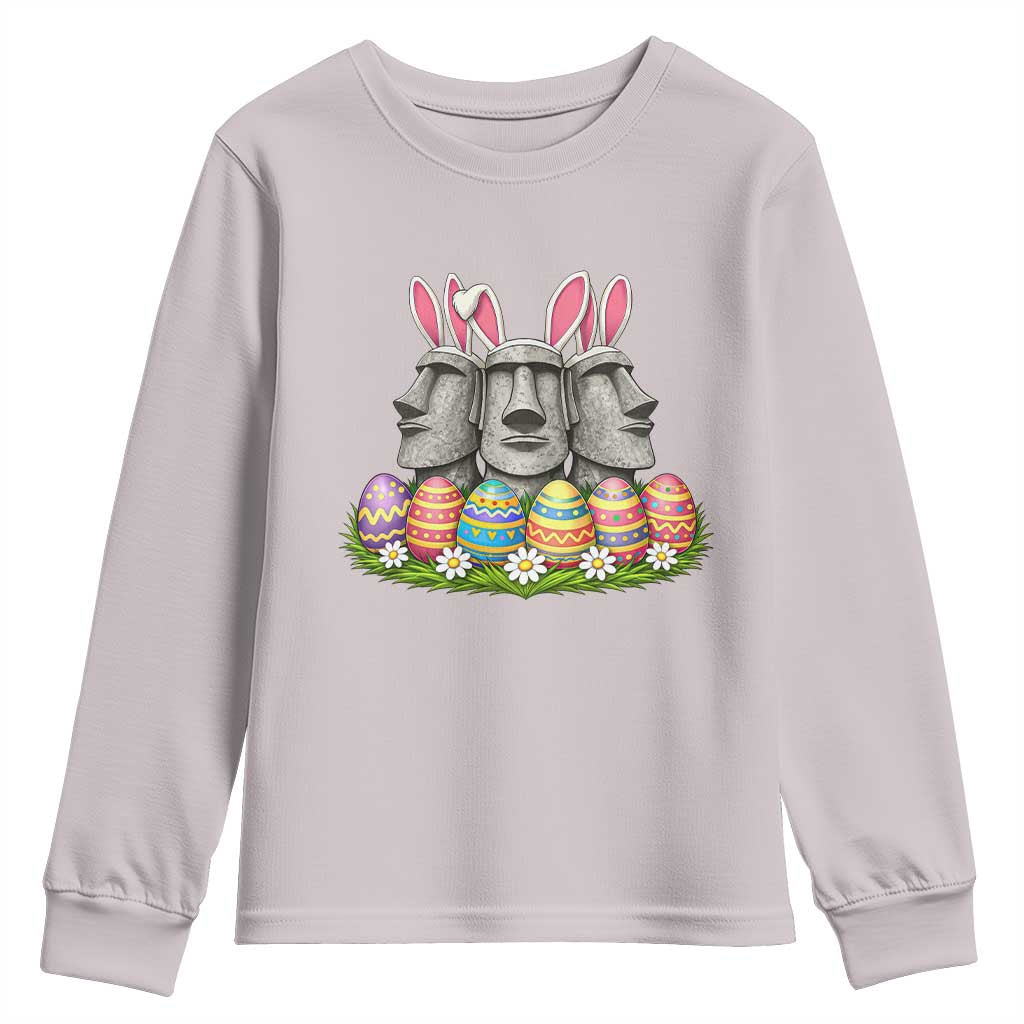 Easter Island Moai Bunny Ears Youth Sweatshirt Funny Archaeology Gift