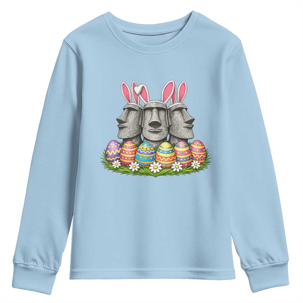 Easter Island Moai Bunny Ears Youth Sweatshirt Funny Archaeology Gift