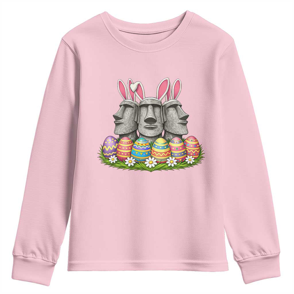 Easter Island Moai Bunny Ears Youth Sweatshirt Funny Archaeology Gift