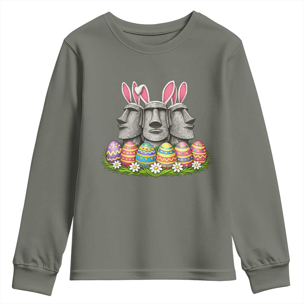 Easter Island Moai Bunny Ears Youth Sweatshirt Funny Archaeology Gift