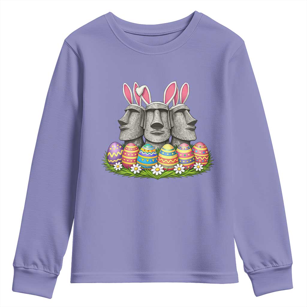 Easter Island Moai Bunny Ears Youth Sweatshirt Funny Archaeology Gift
