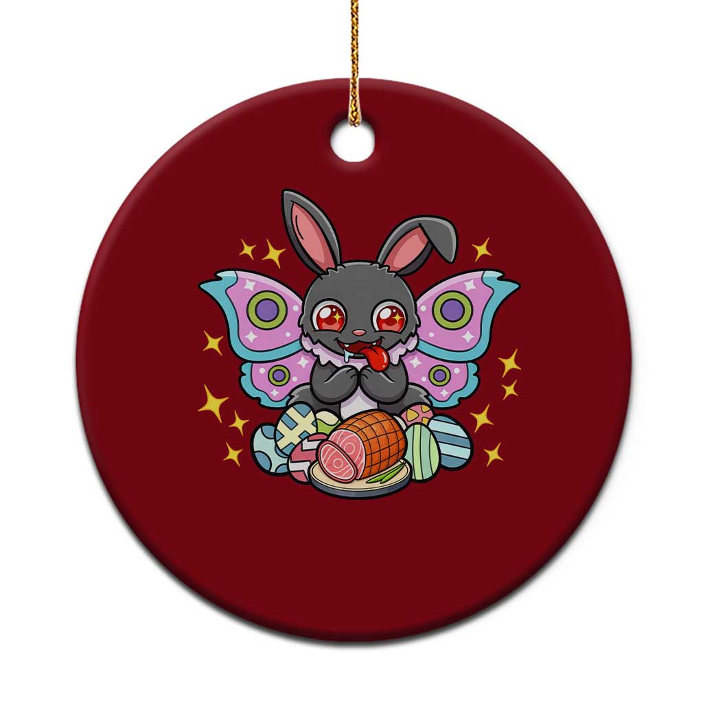 Funny Easter Bunny Mothman Loves Glazed Ham Ceramic Ornament