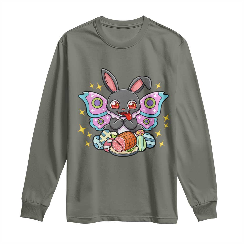 Funny Easter Bunny Mothman Loves Glazed Ham Long Sleeve Shirt