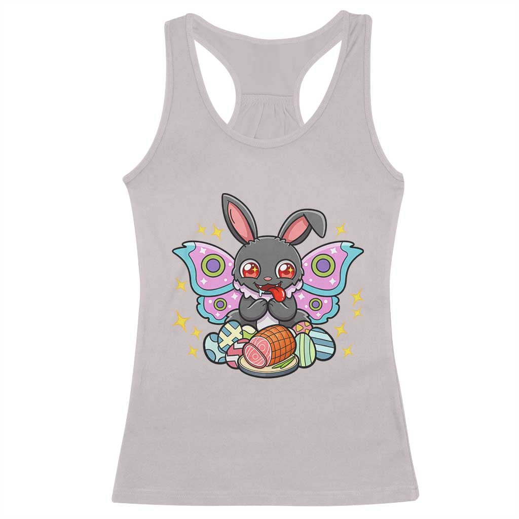 Funny Easter Bunny Mothman Loves Glazed Ham Racerback Tank Top