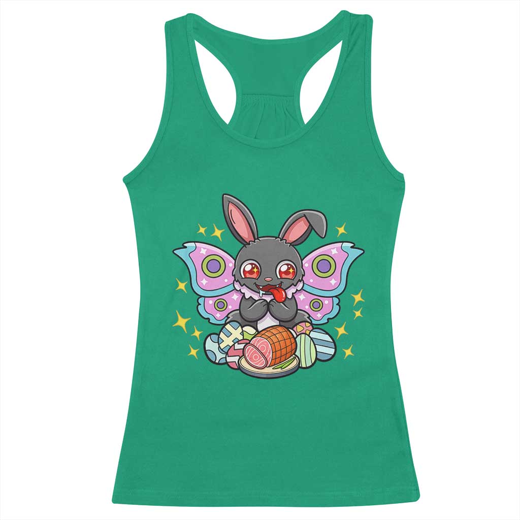Funny Easter Bunny Mothman Loves Glazed Ham Racerback Tank Top