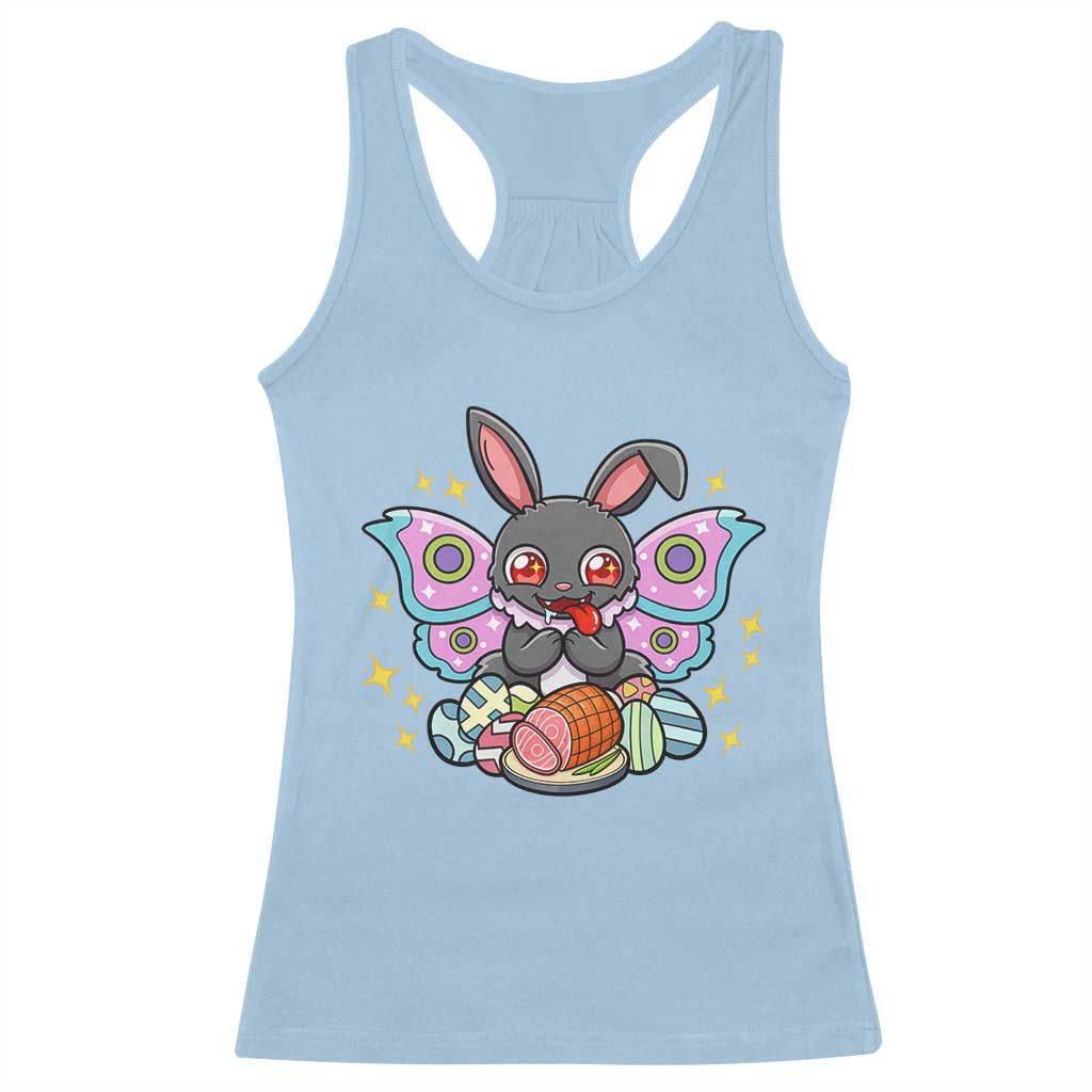 Funny Easter Bunny Mothman Loves Glazed Ham Racerback Tank Top