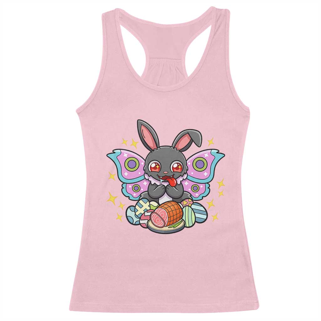 Funny Easter Bunny Mothman Loves Glazed Ham Racerback Tank Top