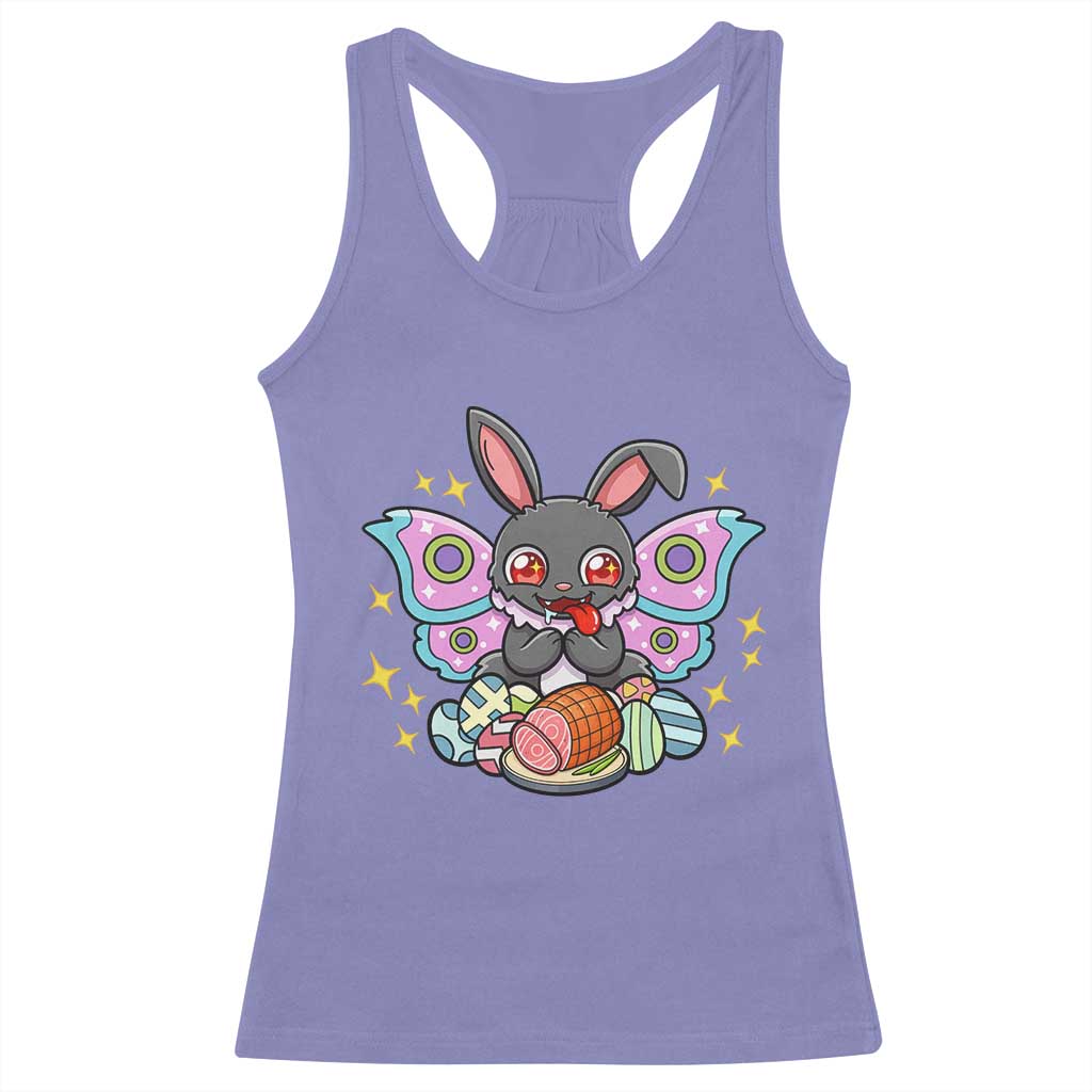 Funny Easter Bunny Mothman Loves Glazed Ham Racerback Tank Top