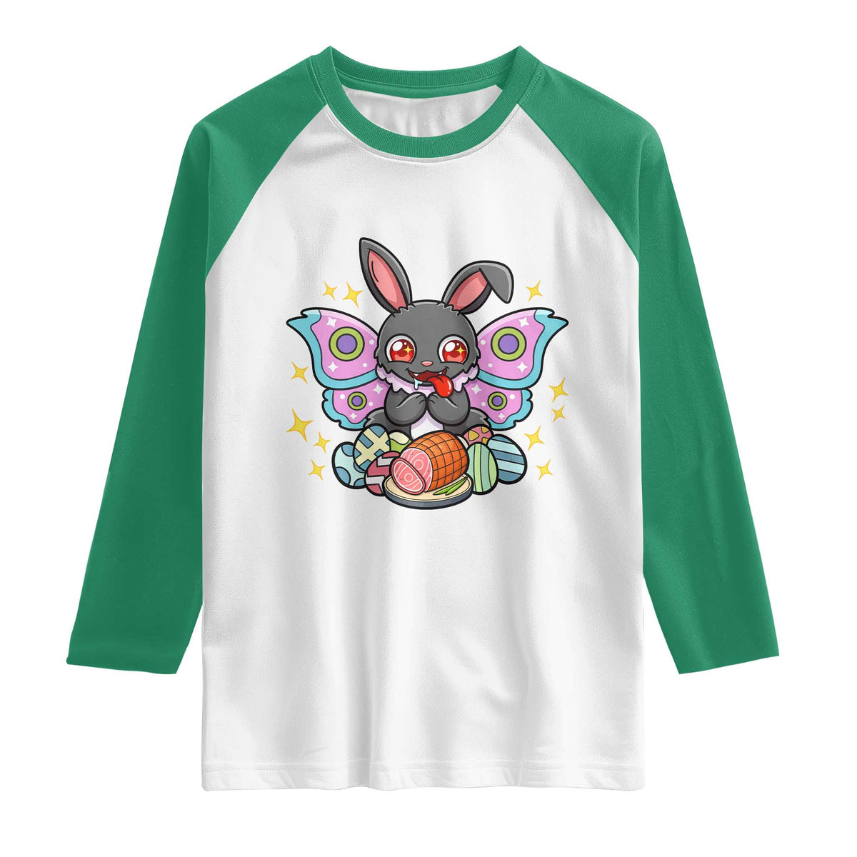Funny Easter Bunny Mothman Loves Glazed Ham Raglan Shirt