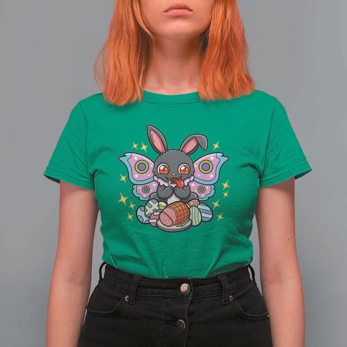 Funny Easter Bunny Mothman Loves Glazed Ham T Shirt For Women
