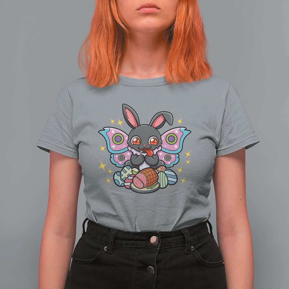 Funny Easter Bunny Mothman Loves Glazed Ham T Shirt For Women