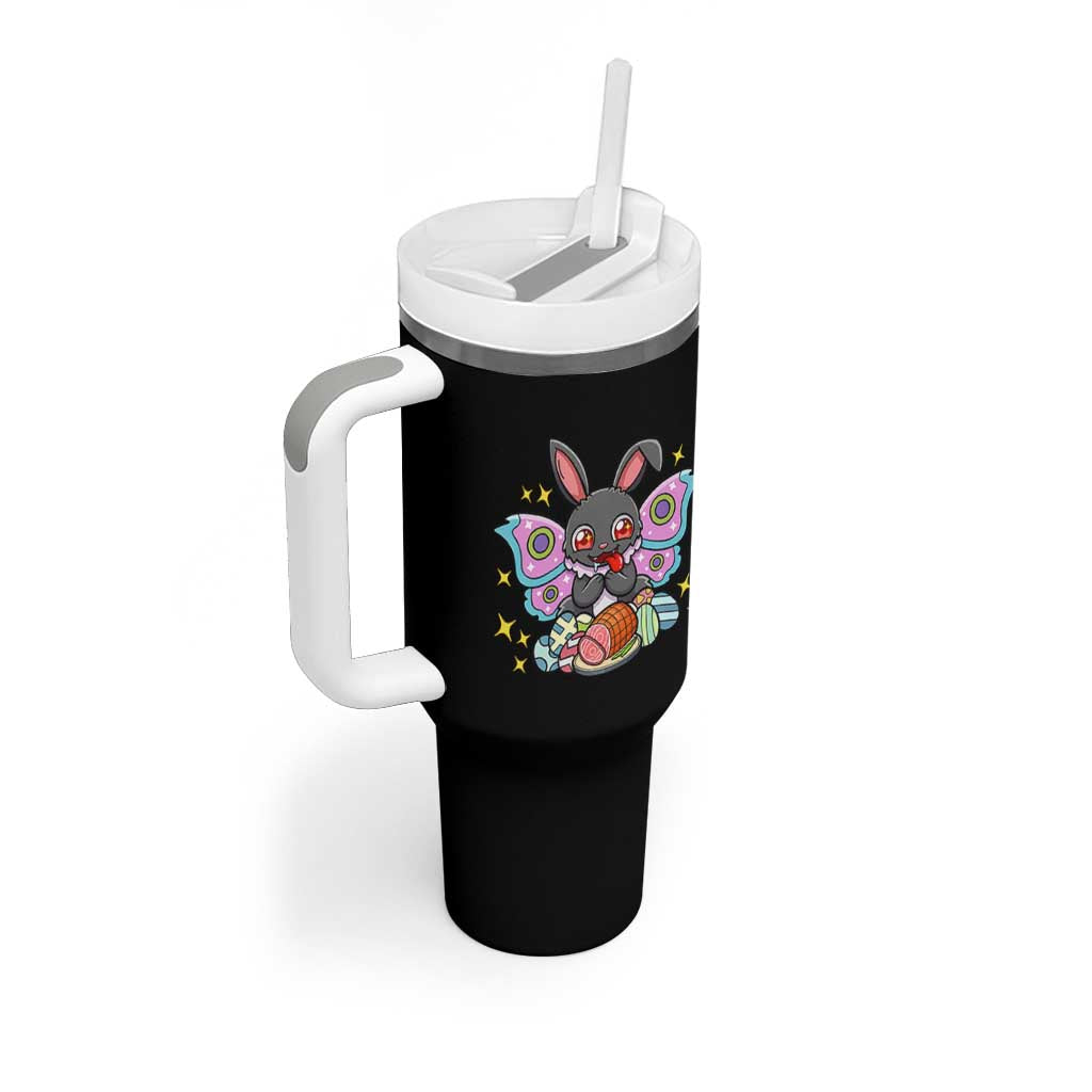 Funny Easter Bunny Mothman Loves Glazed Ham Tumbler With Handle