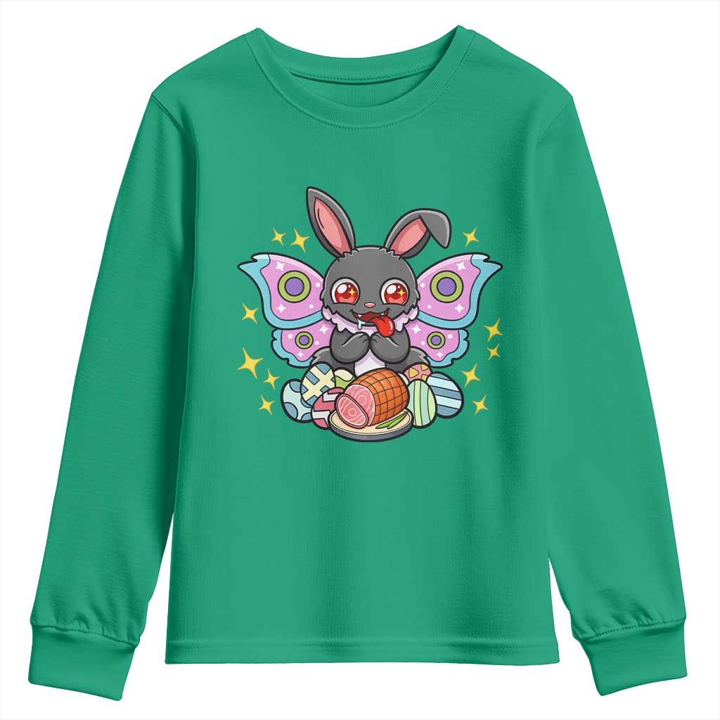 Funny Easter Bunny Mothman Loves Glazed Ham Youth Sweatshirt