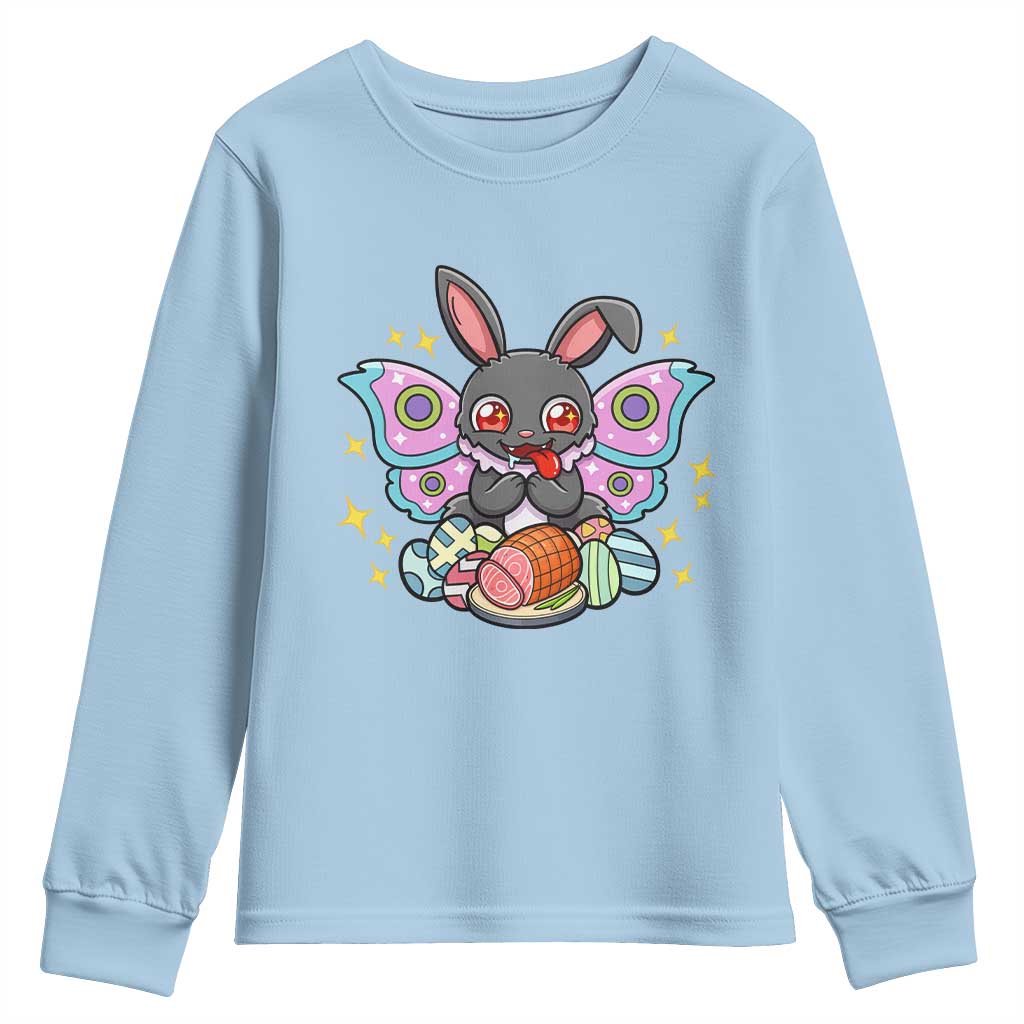 Funny Easter Bunny Mothman Loves Glazed Ham Youth Sweatshirt