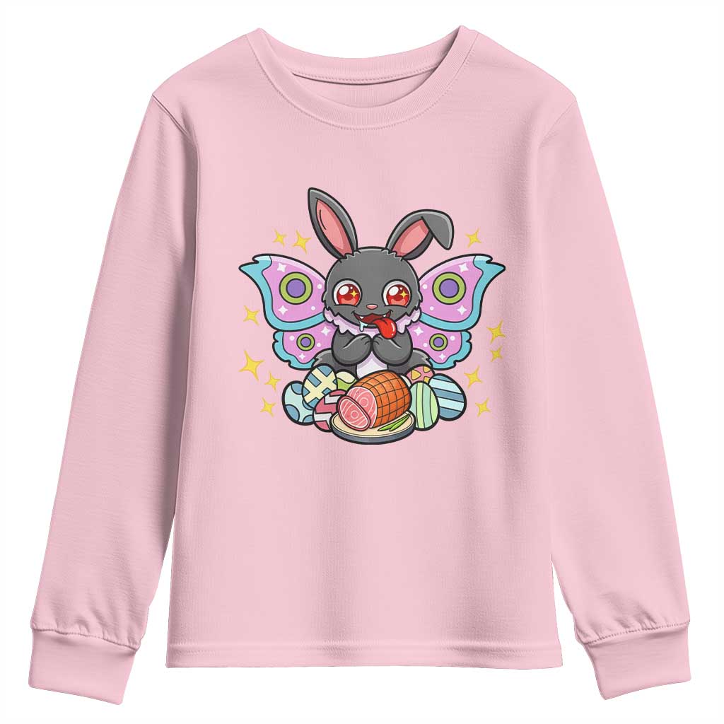 Funny Easter Bunny Mothman Loves Glazed Ham Youth Sweatshirt