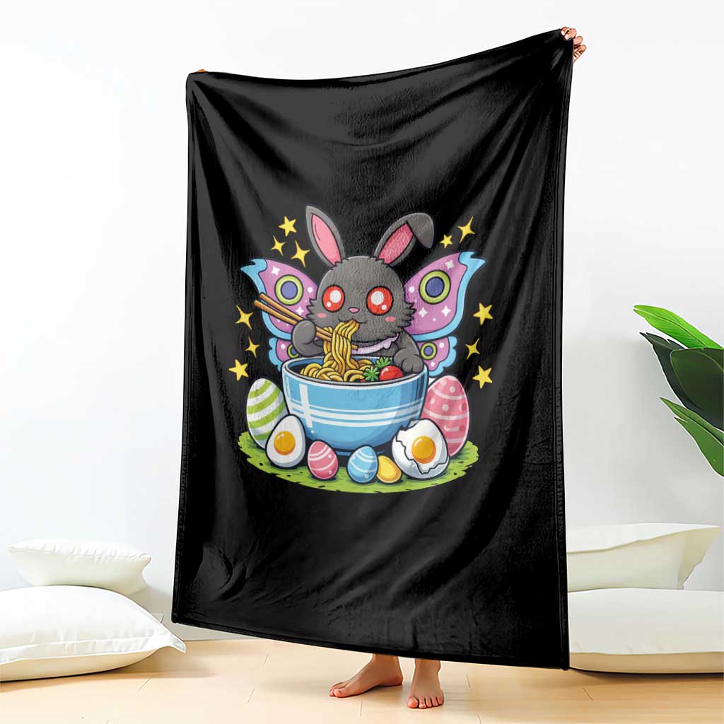 Funny Easter Mothman Eating Ramen Throw Blanket Cryptid Lover Gift