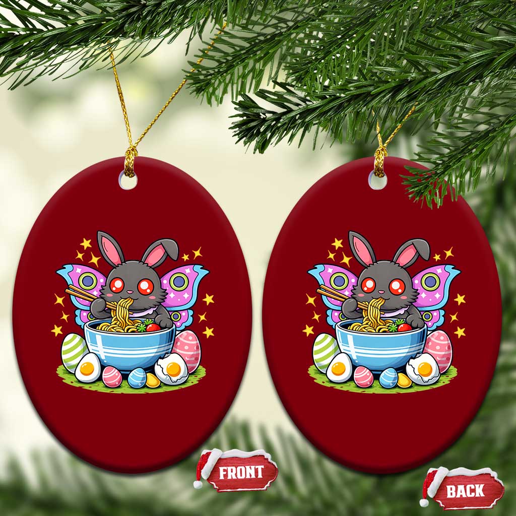 Funny Easter Mothman Eating Ramen Ceramic Ornament Cryptid Lover Gift