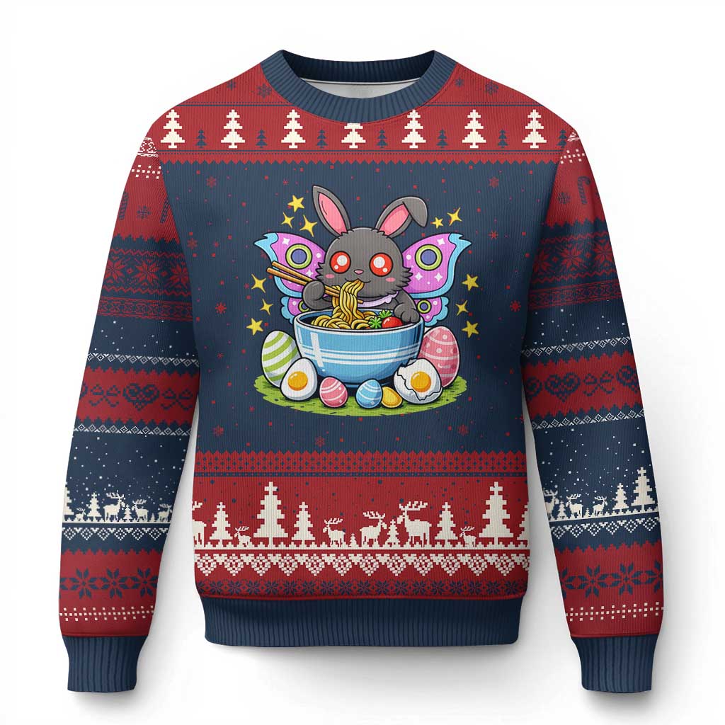 Funny Easter Mothman Eating Ramen Ugly Christmas Sweater Cryptid Lover Gift
