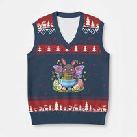 Funny Easter Mothman Eating Ramen V-Neck Knit Sweater Vest Cryptid Lover Gift
